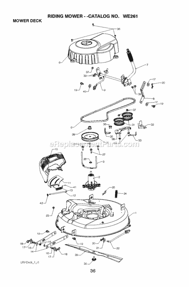 Mower_Deck__Cutting_Deck Diagram and Parts List for WE261 2011-02 - 96022000801 Weed Eater Lawn Tractor